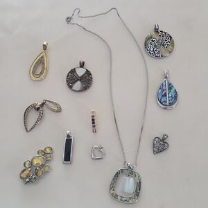 Elegant Silver and Abalone Pendant Necklace